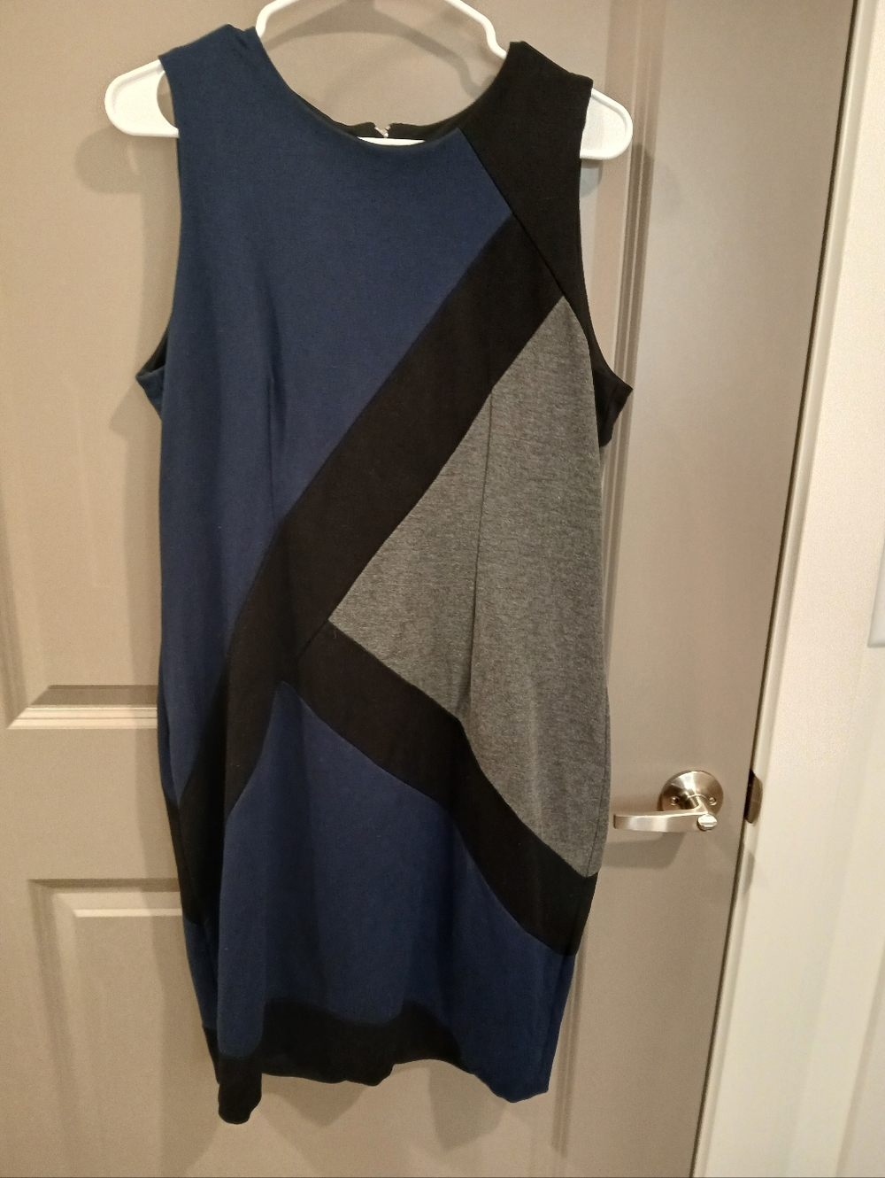 WHBM Sleeveless Colorblock Sheath Dress - Blue/Gray/Black